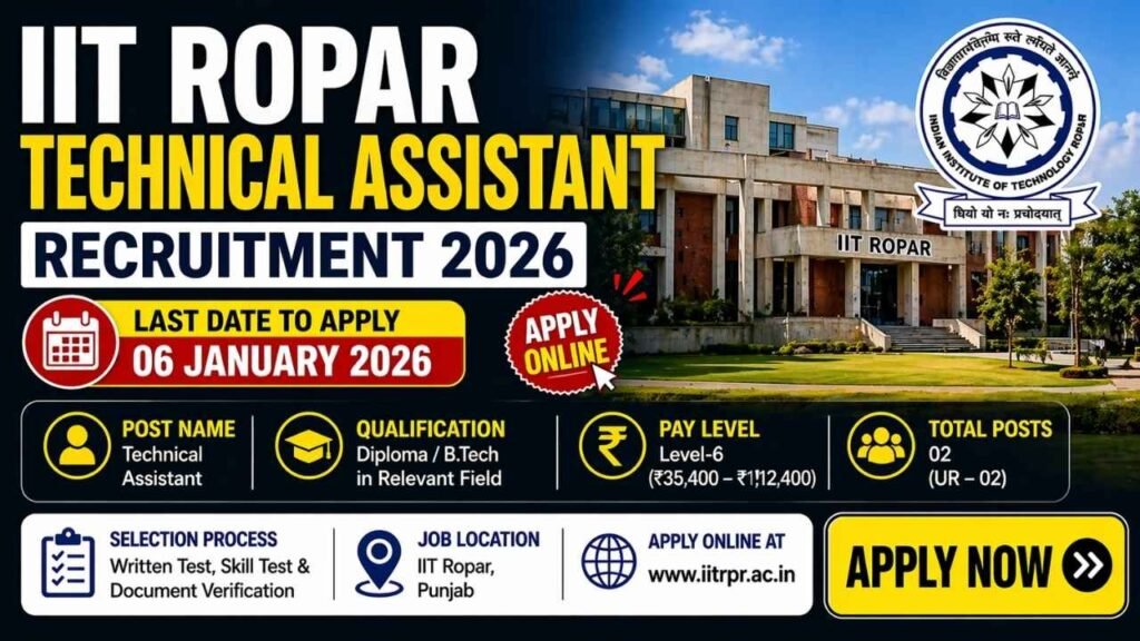 IIT Ropar Technical Assistant Recruitment 2026