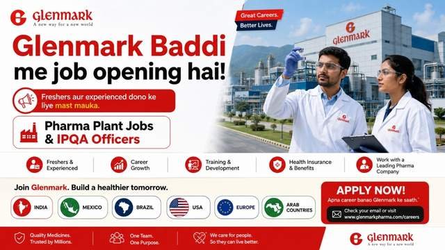 Baddi me Glenmark ki job vacancy