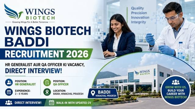 Wings Biotech Baddi Recruitment 2026